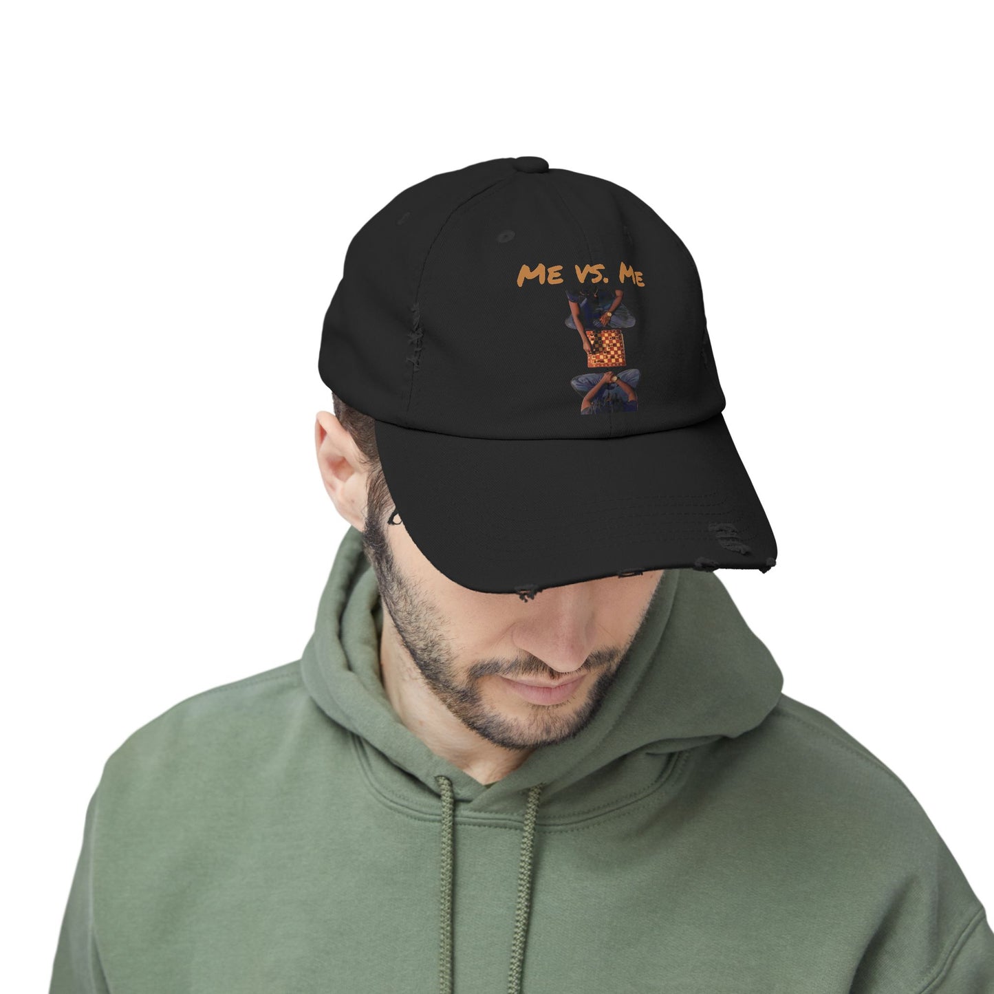 'Me vs. Me' Distressed Cap