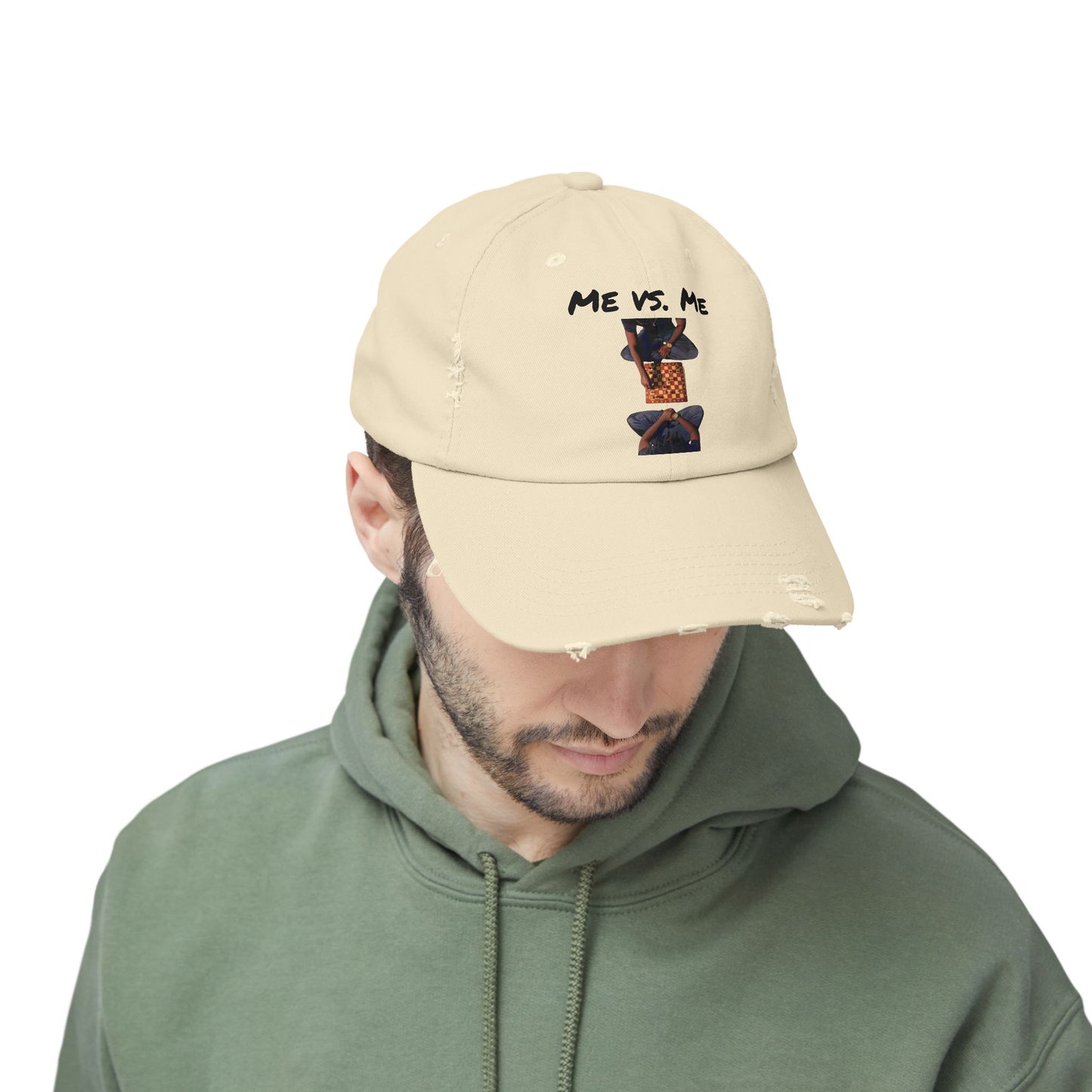 'Me vs. Me' Distressed Cap