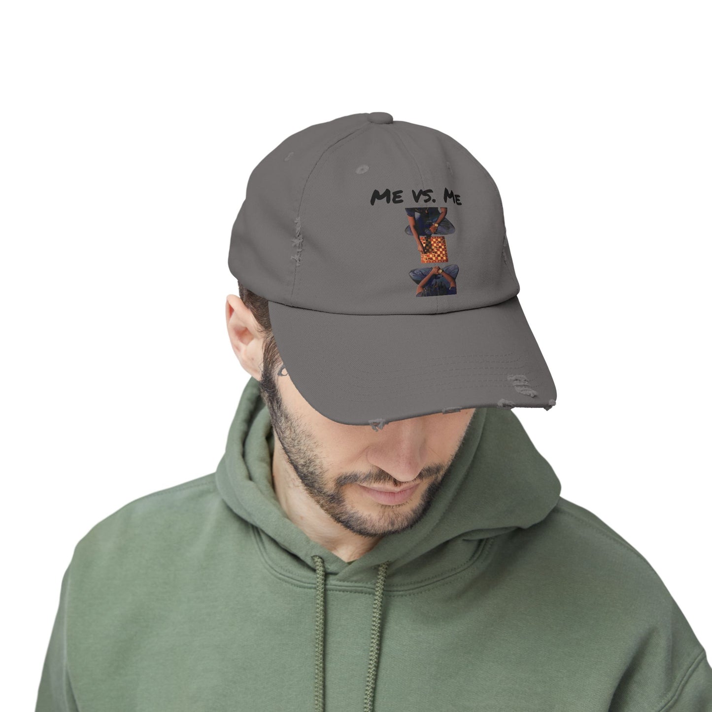'Me vs. Me' Distressed Cap