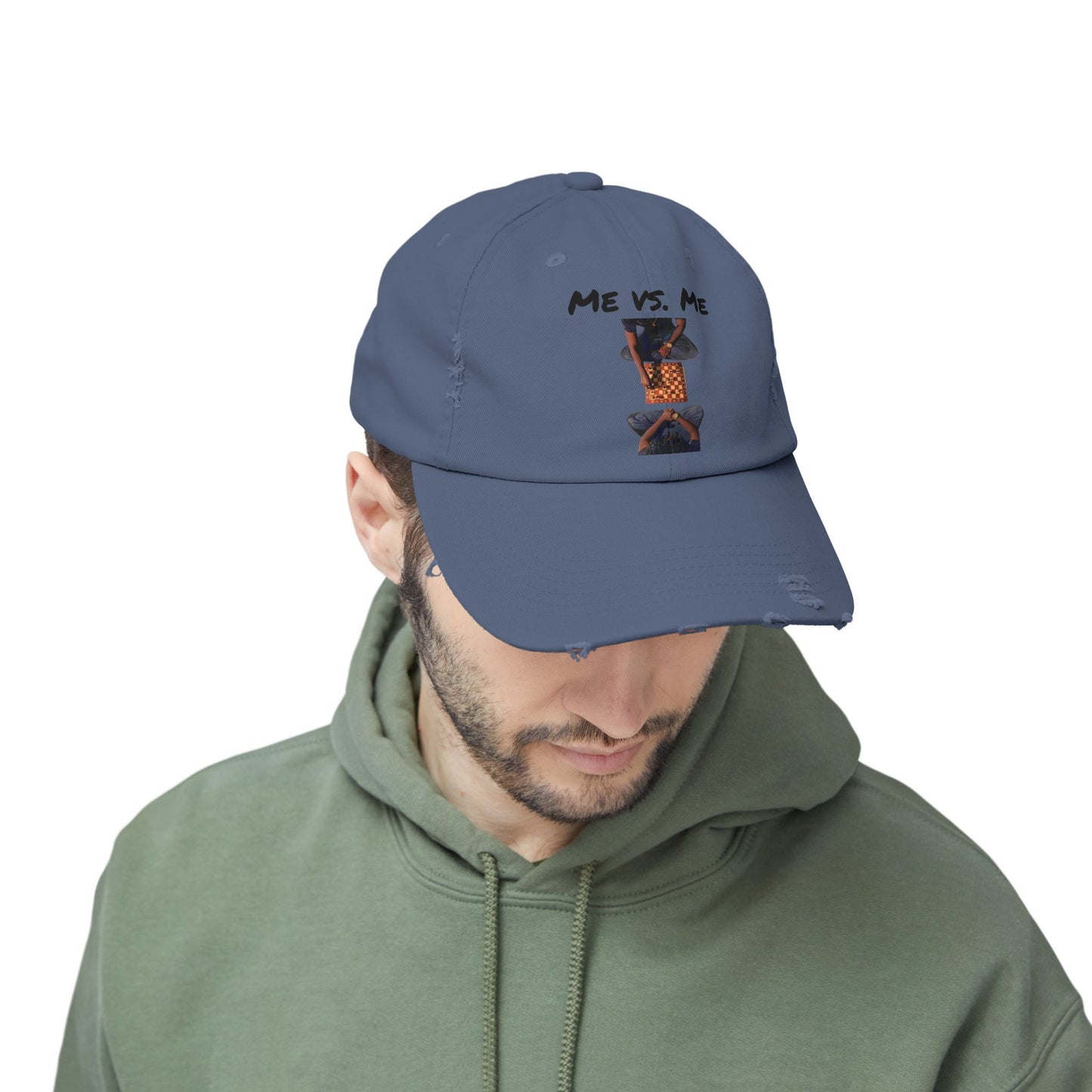 'Me vs. Me' Distressed Cap