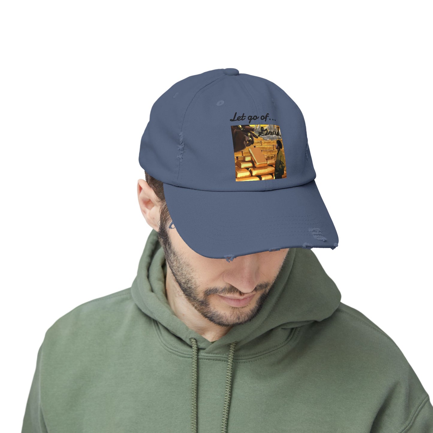 'Let Go of Greed' Distressed Cap