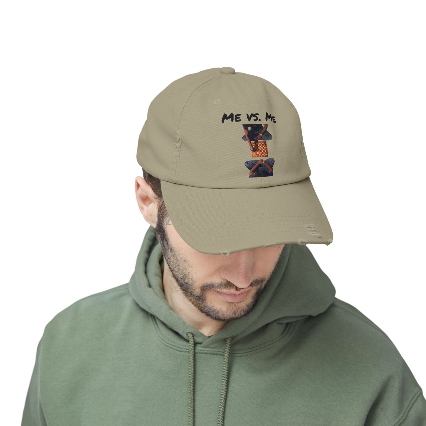 'Me vs. Me' Distressed Cap