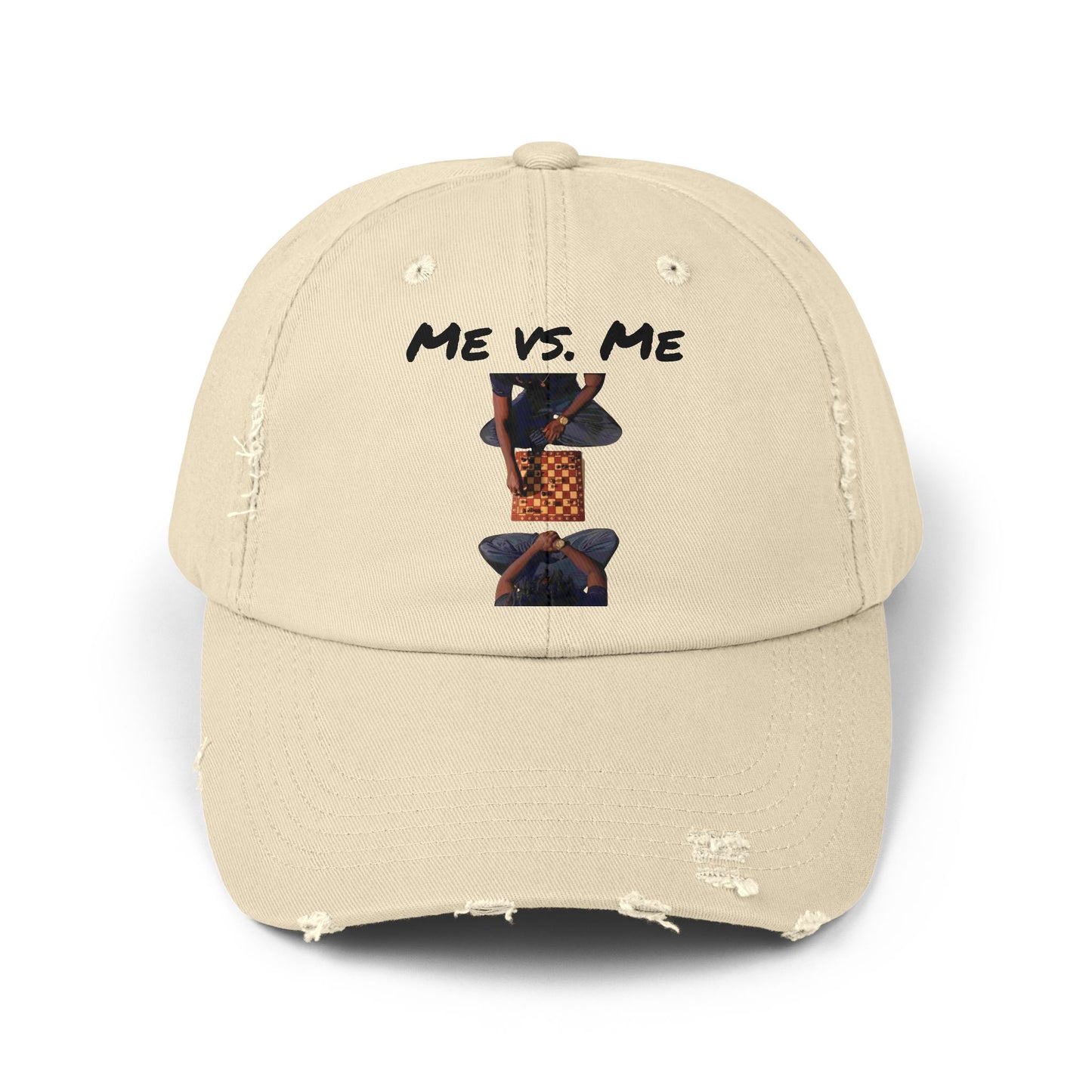'Me vs. Me' Distressed Cap
